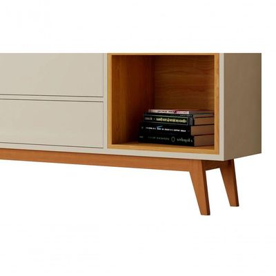 Rack Com Painel Horizon 1.8 Off White Com Nature - Moveisaqui