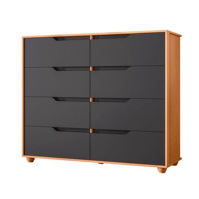 Comoda Doble 8 Gavetas Quarto Freijo Com Titanium Vistas Flex - Albatroz
