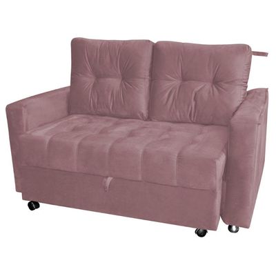 Sofá Cama Para Sala De Estar Remy Veludo Turkey Rosa