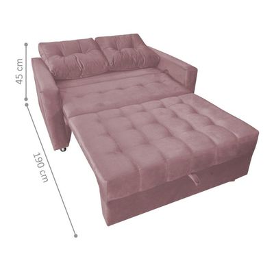 Sofá Cama Para Sala De Estar Remy Veludo Turkey Rosa