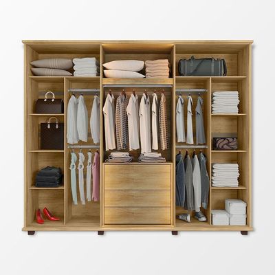Guarda Roupa Belgica Reflecta 6 Portas Com Vidro 3 Gavetas Cabideiro Nichos Prateleiras - Cinamomo