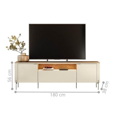 Rack Para Tv Com Puxadores 2 Portas Off White Canela