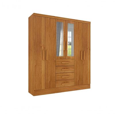 Guarda Roupa Casal Com Espelho 6 Portas 4 Gavetas - Arizona-cinamomo - Tcil Móveis