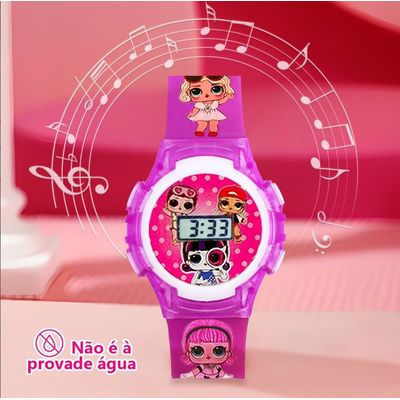 Relógio Infantil Rosa Digital com LED – Estilo Divertido - Tudo em Caixa