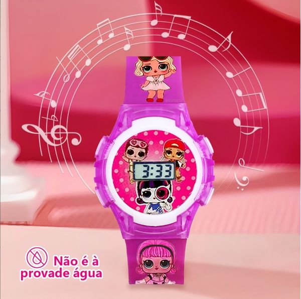 Relógio Infantil Rosa Digital com LED – Estilo Divertido - Tudo em Caixa