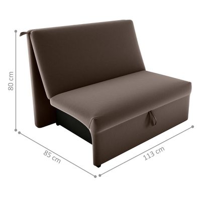 Sofá Cama 2 Lugares Belize Veludo Marrom