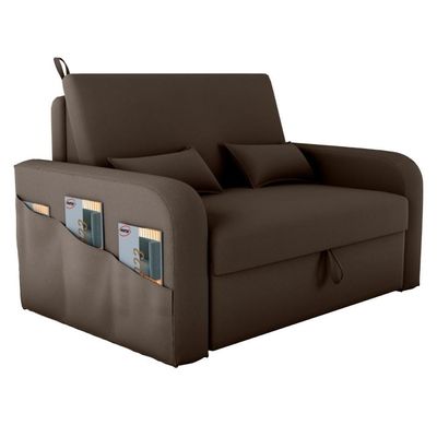 Sofá Cama 2 Lugares Com Baú Bannow Veludo Marrom