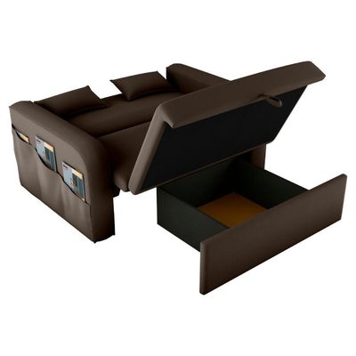 Sofá Cama 2 Lugares Com Baú Bannow Veludo Marrom