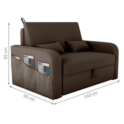 Sofá Cama 2 Lugares Com Baú Bannow Veludo Marrom