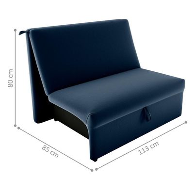 Sofá Cama 2 Lugares Ivan Veludo Azul
