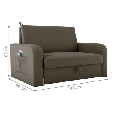 Sofá Cama Com Baú 2 Lugares Numey Veludo Maserati Marrom