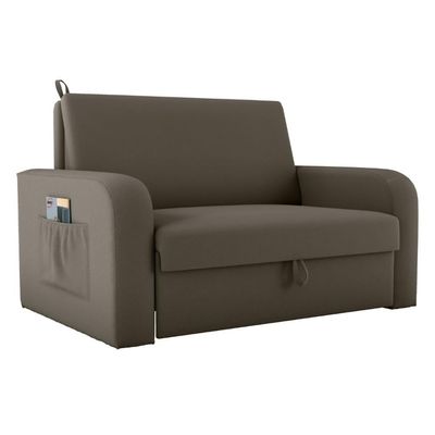 Sofá Cama Com Baú 2 Lugares Numey Veludo Maserati Marrom