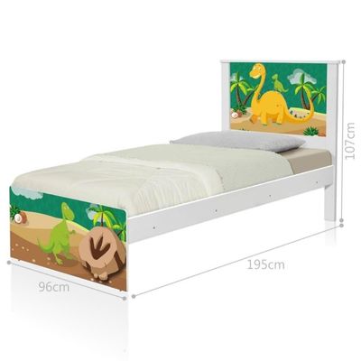 Cama Solteiro Adesivada Dinossauro Com Colchão