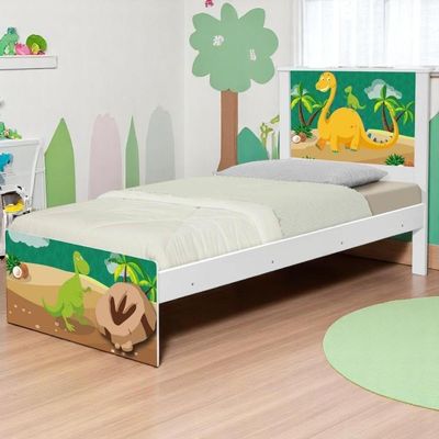Cama Solteiro Adesivada Dinossauro Com Colchão