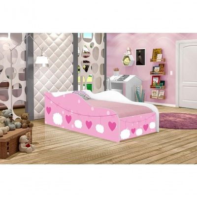 Mini Cama Fun Nuvens Meninas Infantil Com Colchão