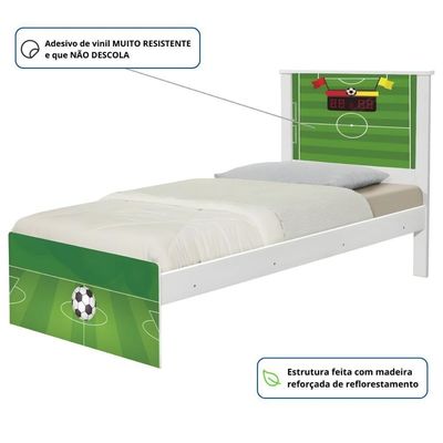 Bicama Juvenil Adesivada Futebol Gramado Com Colchões