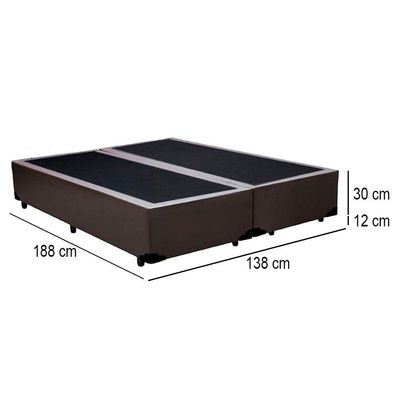 Cama Box Casal Bipartido Sintético Mega Cama Marrom 138x188x42cm