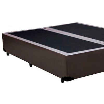 Cama Box Casal Bipartido Sintético Mega Cama Marrom 138x188x42cm