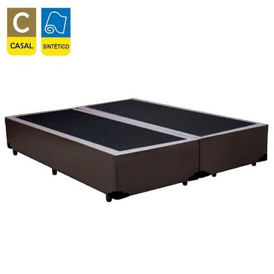 Cama Box Casal Bipartido Sintético Mega Cama Marrom 138x188x42cm