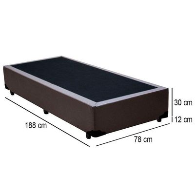 Cama Box Solteiro Sintético Mega Cama Marrom 88x188x42cm