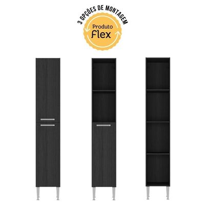 Paneleiro Armário De Cozinha 31,5cm 2 Portas Flex Pequim Multimóveis Mp2382 Preto