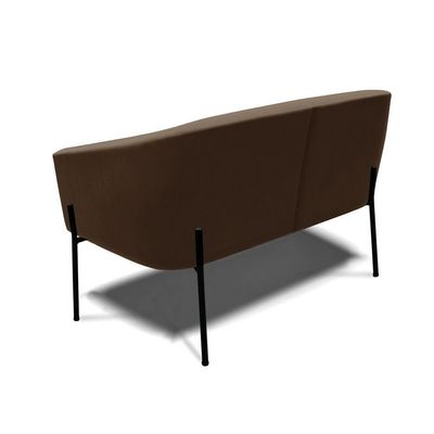 Sofá Namoradeira 2 Lugares Pé De Ferro Preto Stella Suede D03 - D'rossi Cor Marrom