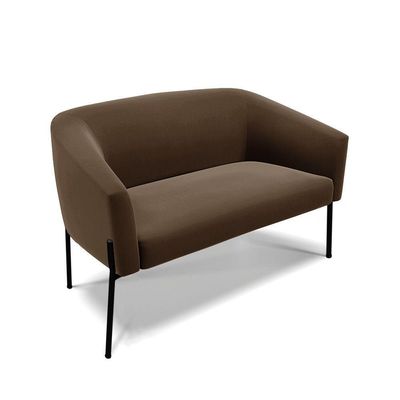Sofá Namoradeira 2 Lugares Pé De Ferro Preto Stella Suede D03 - D'rossi Cor Marrom