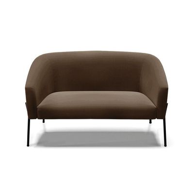 Sofá Namoradeira 2 Lugares Pé De Ferro Preto Stella Suede D03 - D'rossi Cor Marrom