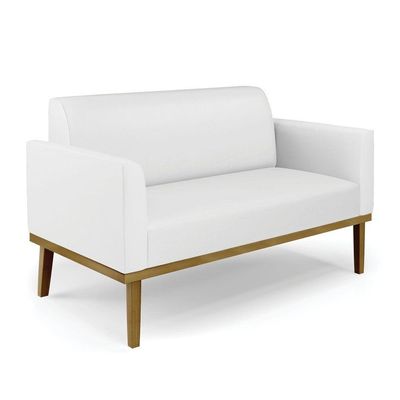 Sofá Namoradeira Com 2 Poltronas Base De Madeira Fixa Castanho Marisa Corino Branco