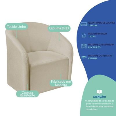Kit Sofá Curvo França 250cm Ld. E 2 Poltronas Luiza Max Conforto, Elegância E Design Moderno Linho Bege