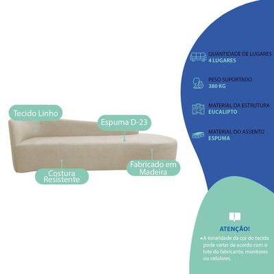 Kit Sofá Curvo França 250cm Ld. E 2 Poltronas Luiza Max Conforto, Elegância E Design Moderno Linho Bege