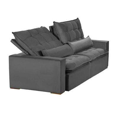 Sofá Modular 4 Lugares 2.30M Retrátil E Reclinável Cinza