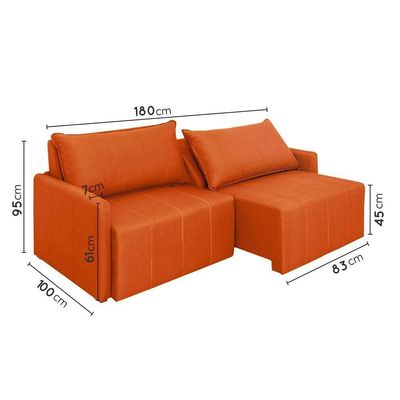 Sofá Cama Montana Retrátil E Reclinável 3 Lugares Sofatec Terracota