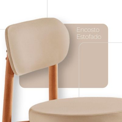 Conjunto 2 Cadeiras De Jantar Ballare Soft Moderna Mobília Vel Creme /imbuia Natural