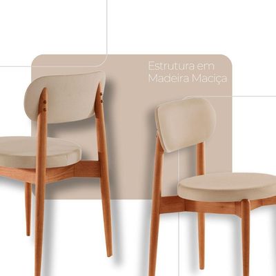 Conjunto 2 Cadeiras De Jantar Ballare Soft Moderna Mobília Vel Creme /imbuia Natural