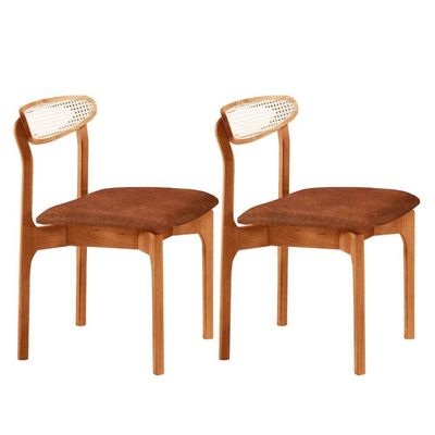 Conjunto 2 Cadeira De Jantar Noronha Premium Moderna Mobília Star Puce/imbuia Natural
