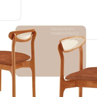 Conjunto 2 Cadeira De Jantar Noronha Premium Moderna Mobília Star Puce/imbuia Natural
