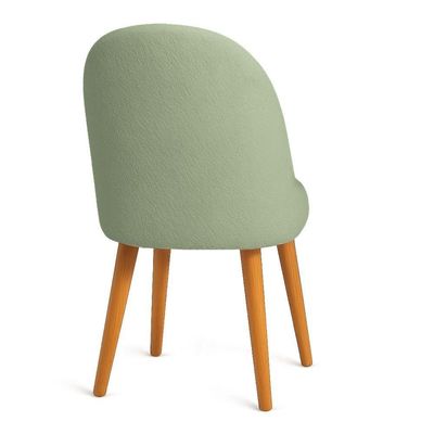 Kit 06 Cadeiras Poltrona De Jantar Estofada Luna Boucle Pés Palito Castanho - Pallazio Cor Verde Pistache