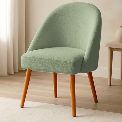 Kit 06 Cadeiras Poltrona De Jantar Estofada Luna Boucle Pés Palito Castanho - Pallazio Cor Verde Pistache
