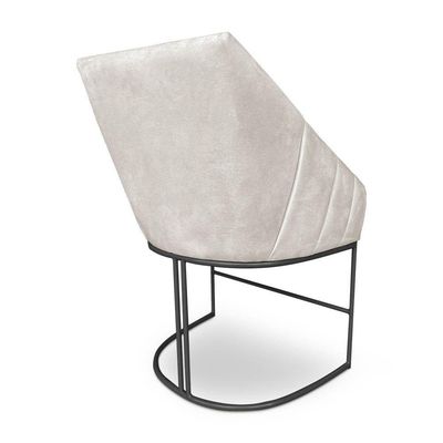 Kit 8 Poltronas Luxo Alana Suede Base Ferro Preto - Pallazio Cor Bege