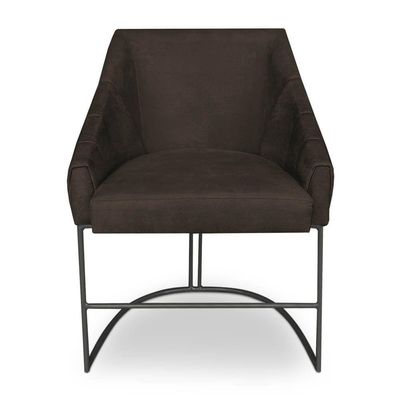 Kit 6 Poltronas Luxo Alana Suede Marrom Base Ferro Preto - Pallazio