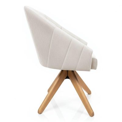 Poltrona Giratória Alana Suede Base De Madeira - Pallazio Cor Bege