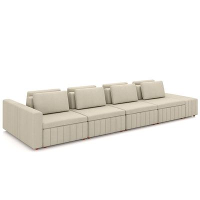 Sofá Ilha E Puff Sala Living 425cm Siesta M22 Linho Areia - Mpozenato