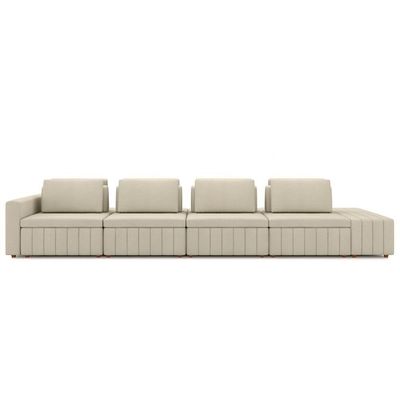 Sofá Ilha E Puff Sala Living 425cm Siesta M22 Linho Areia - Mpozenato