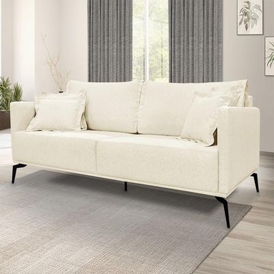 Sofá 2 Lugares 180cm Pés De Metal Vecchia S06 Linho Pérola - Mpozenato