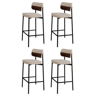 Banqueta Alta Bar Estofada Kit 4 Ella M25 Linho Areia-marrom - Mpozenato