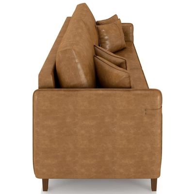 Sofá 3 Lugares Living 212cm Pé Madeira Zoe Sintético Camel Z08 - Mpozenato