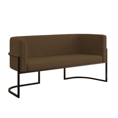 Sofá 2 Lugares Com Base De Metal Preto Reforçada Marrom