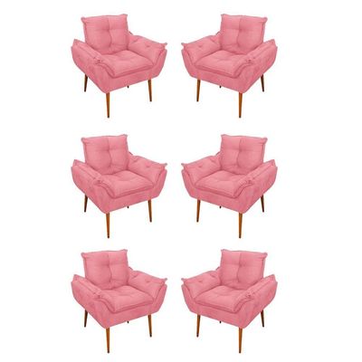 Kit 06 Sofás 1 Lugar De Luxo Opala Sala, Quarto Suede Cor:rosa