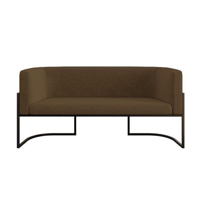 Sofá 2 Lugares Com Base De Metal Preto Reforçada Marrom